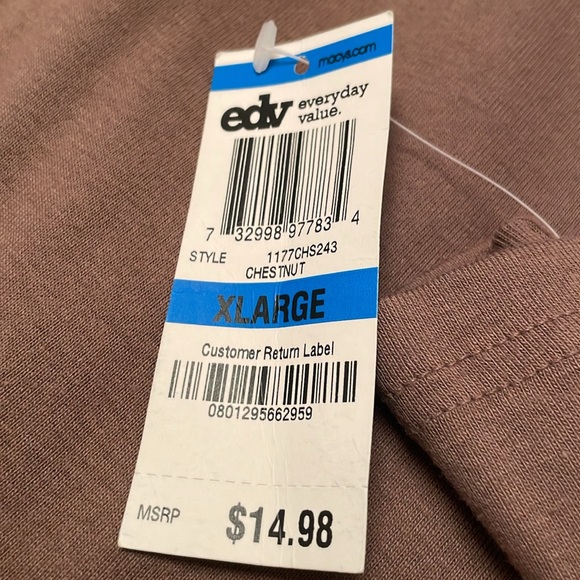 NWT KAREN SCOTT Pullover Top Brown with Stripes Accents - Picture 7 of 7